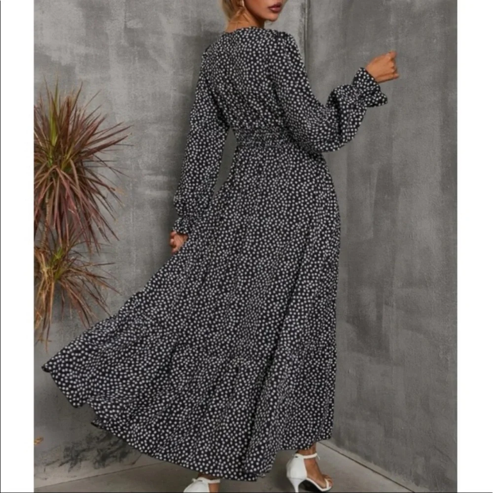 Boho Gypsy Print Flounce Sleeve Smocked Dress - Picture 10 of 14